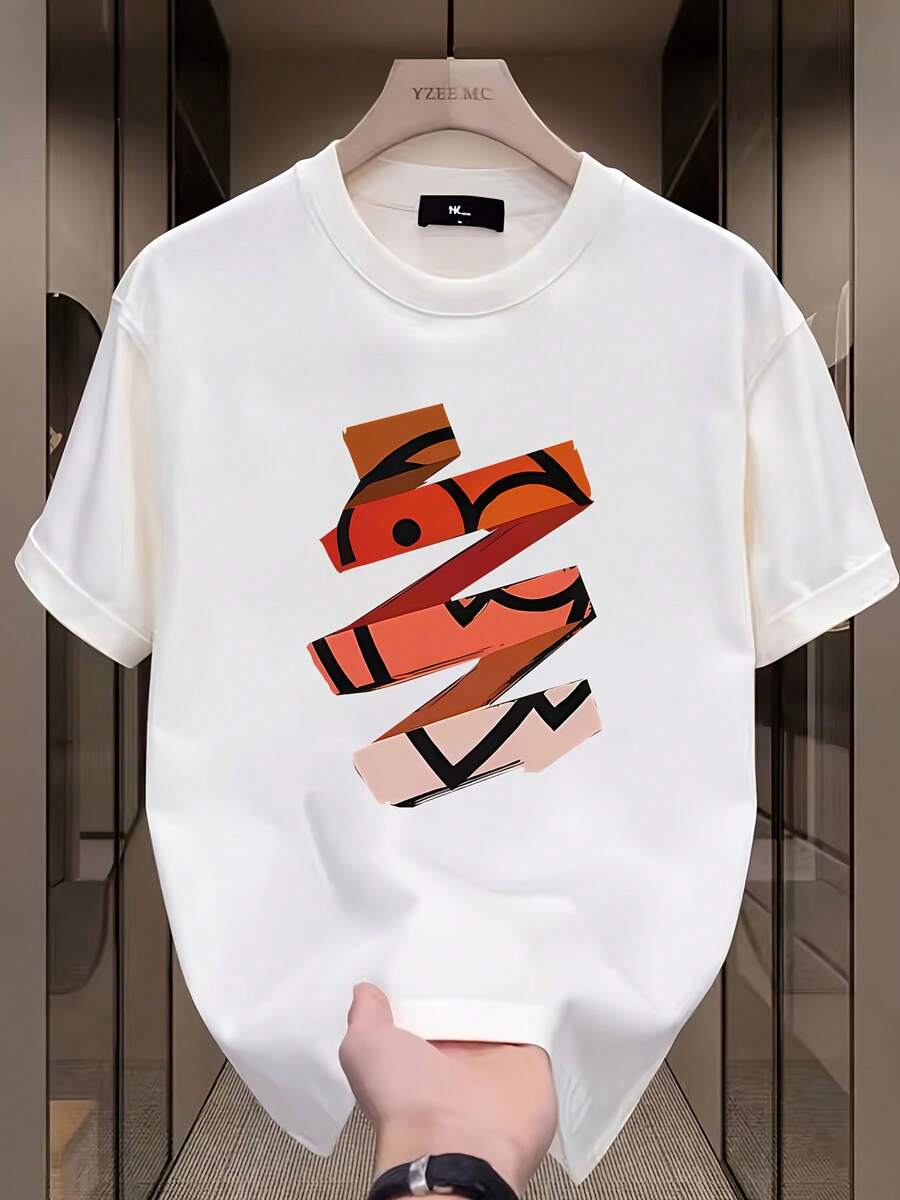 Nueva camiseta de manga corta para mujer de 180 g,% algodón - Camiseta casual versátil con estampado de verano para hombre - Camiseta con estampado de verano para parejas - Unisex - Regalo para vacaciones - Blanco - Ver 1