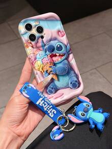 Disney Lilo And Stitch Phone Case : 3D Fluffy Pattern Border Protector Phone Soft Phone Case With A Free Cute Stitch Bracelet Chain Lanyard, Stitch, Lilo, Angel, For Apple 17 Promax 17 Pro 16 15 14 13 12 11 Pro Max XS Max X XR Soft Cover Summer Phone Case - trắng - Xem 3