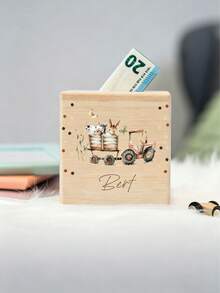 Cofre de Porquinho Personalizado, Presente de Madeira com Nome Personalizado, Cofre de Porquinho de Madeira Personalizado - Tampa Basculante, Presente de Decoração Doméstica Multiuso Adequado para Adolescentes, Quarto, Escritório ou como Presente, Decoração de Quarto, Pote de Mel, Pote de Economia, Presente de Aniversário, Caixa de Decoração Doméstica - Multicolorido - Visão 7