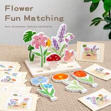 Children's Wooden Flower Arrangement Puzzle Set, Flower Stem Matching Decorative Toy, Interesting DIY Handcraft, Holiday Gift - Multicolor - View 2