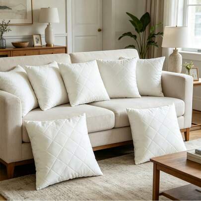 1pc Home Bedroom Decorative Pillow Insert, Fashionable Plaid Pattern Soft Fluffy Indoor Filling, Suitable For Living Room, Bedroom, Sofa, Car, Home Decor