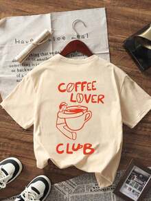 New Minimalist Summer T-Shirt, Printed With Italian Lettering About Wine And Pasta, Round Neck, Short Sleeves, Casual And Versatile. Women's Top, White - Nude - 查看 3