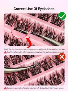 Asiteo 100pcs Individual False Eyelashes, D-Curl Natural Cluster Fake Lashes, Soft Fluffy Lightweight Faux Mink Eyelashes, DIY Eyelash Extensions, Eyelash Clusters, Individual False Lashes - Black - View 7