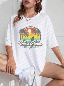 Vintage Retro 70s Surf Design T-Shirt From West Palm, Florida - Graphic Tees, Women's Festival Wear, Summer Tops, Women's Summer Clothes - 風格 - 查看 7
