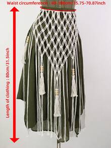 1 chiếc thắt lưng eo tua rua Macrame thủ công phong cách Bohemian - dây xích eo, thắt lưng tua rua lưới cổ điển cho váy maxi/đi biển nghỉ dưỡng - Dây thắt lưng - Xem 6