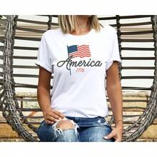 4th Of July T-Shirt, Red, White And Blue, Patriotic T-Shirt, Independence Day T-Shirt, Gift For Women, American Flag T-Shirt, Red, White And Blue T-Shirt. - 白色 - 查看 5