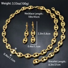 Bộ 3 món trang sức dây chuyền hạt cà phê dày dặn dành cho nữ, mạ vàng 18K, thích hợp đeo hàng ngày. - Vàng - Xem 9