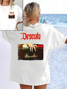 A Pale Hand Emerging From An Ancient Chest Symbolizes Hidden Mystery And The Allure Of The Unknown, Conveying Strength And Elegance. Women's Double-Sided T-Shirt With A Modern, Casual Artistic Print - 白色 - 查看 8