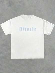 Premium Unisex Casual T-Shirts, Men's Graphic T-Shirt, Rhude 100% Cotton Casual T-Shirt - 白色 - 查看 2