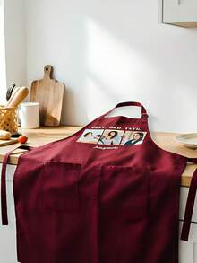 Delantal premium con bolsillos grandes - Tela de poliéster duradera, personalizable, lavable a máquina, perfecto para cocinar, asar a la parrilla, actividades al aire libre, delantal de cocina. - Multicolor - Ver 3