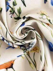 Camisa de mujer con estampado de flores silvestres, cuello, sin mangas, con lazo en la cintura - Multicolor - Ver 6