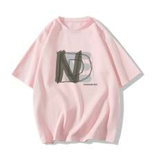 Women's Casual Printed T-Shirt, Short Sleeves, Round Neck, Spring/Summer Urban Fashion Unisex T-Shirt. GVXP - 粉紅色 - 查看 12