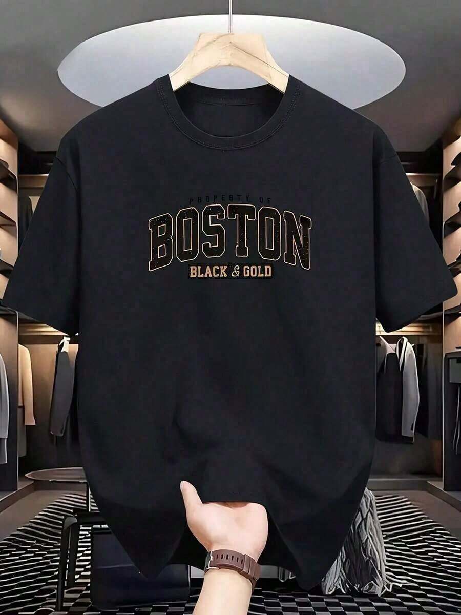 100% Pure Cotton, Breathable And Gentle On The Skin. Classic Crew Neck Design, Slim Fit, And Flattering For All Body Types. Fashionable Print With A Minimalist Style And High-Quality Finish. Unisex Design Perfect For Matching Outfits, Ideal For Everyday Wear, Dates, Leisure, And Streetwear – Versatile And Timeless. - 黑色 - 查看 1