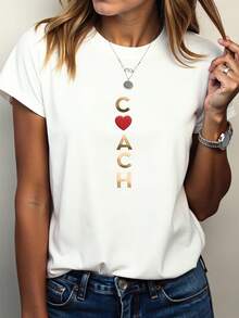 1 pieza[1] Camiseta de manga corta para mujer estilo Y2K - Top casual de cuello redondo con patrón , cómoda para todas las estaciones, lavable a máquina, estilo moderno, tela de alta calidad 180g 100% Algodón - Blanco - Ver 2
