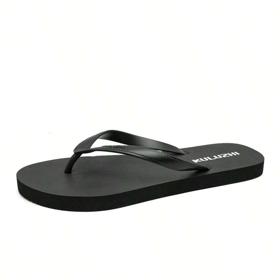 5 Styles Men's Summer New Multicolor Thong Sandals, Minimalist Fashion High-End Flip Flops For Travel, Beach, Surfing - Black - View 1