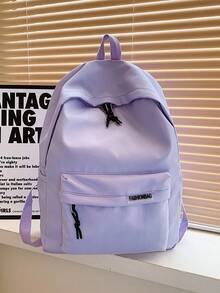 1pc Classic Basic Large Capacity Backpack For Back To School, With Laptop Compartment, Fashionable Multipurpose Backpack, Minimalist Solid Color Sports Bag, Adjustable Shoulder Straps, Lightweight Foldable Zipper Bag, Casual Travel Backpack, Suitable For Graduates, Boys, Girls, Teens/Youths, Outdoor, Travel, Middle School, High School, College, Any Occasion! - A - View 11