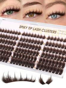 10-18mm Brown Cartoon-Style Pointed Lash Cluster, Fairy Lash Cluster, Spider Lash Cluster, Lash Extension Cluster, Fluffy Lash Cluster, CD Curl Lash, Fine Thread Single Lash Extension Cluster, Manga Lashes - D - View 1