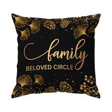4pcs/Set Black & Gold Marble Pattern Text Design Pillow Cover, Single-Sided Printed Cushion Cover, Suitable For Living Room, Bedroom, Home Decor, All Seasons - Multicolor - View 11