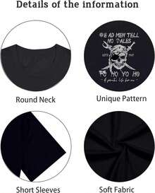 Camiseta de Pirata para Hombre, Camiseta con Esqueleto y Calaveras con Huesos Cruzados, Camiseta de Manga Corta para Viajes Familiares Q32W - Negro - Ver 8