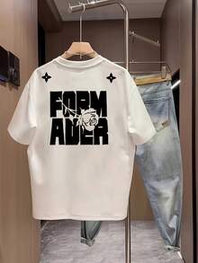 Nueva camiseta de manga corta para mujer de 180 g,% algodón - Camiseta casual versátil con estampado de verano para hombre - Camiseta con estampado de verano para parejas - Unisex - Regalo para vacaciones - Azul marino - Ver 6