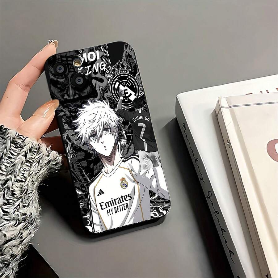 Fundas para móvil con diseño de chico de pelo blanco estilo anime del . Compatibles con , Apple, VIVO, OPPO, , Transsion, , y Honor. Fabricadas en silicona TPU, ofrecen protección contra golpes y caídas. - Negro - Ver 1