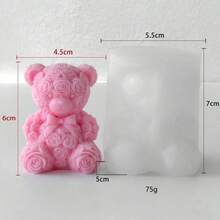 Rose Bear Silicone Candle Mold DIY Cartoon Heart-Shaped Bear Handmade Scented Candle Plaster Diffuser Stone Home Decor Mold, Valentine's Day Mother's Day Holiday Gift - Bear - View 2