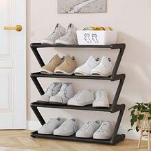 Estantería para zapatos de tubo de acero en forma de X, duradera, resistente y ahorradora de espacio, estantería de almacenamiento de zapatos, gabinete de zapatos, estantería de zapatos vertical, estantería de cuatro capas, se puede instalar sin herramientas, marco de metal duradero y resistente a la oxidación. - Multicolor - Ver 7