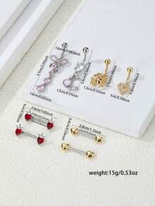 Bộ 8 món trang sức xỏ khuyên cơ thể đính đá lấp lánh hình trái tim, bướm, nhện sang trọng, phù hợp cho bãi biển, tiệc tùng, đám cưới, lễ hội và phong cách cá nhân. - 8 miếng - Xem 5