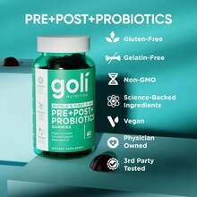 Goli Nutrition Goli Pre Pro Postbiotic Gummies - Worlds First 3-In-1 Formula With DE111 Probiotics, XOS Prebiotics, MCC1849 Postbiotics - Vegan, Non-GMO, Gluten-Free - 180 cái - Xem 9