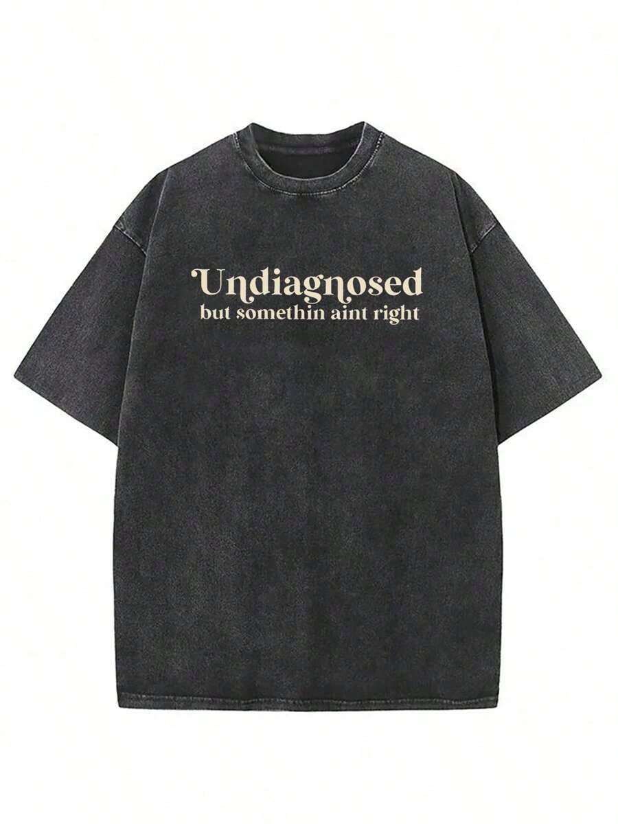 Men's&Women's 1 Piece, 230g Washed, Undiagnosed But Somewhat Mismatched Printed T-Shirt, High-Quality Wax Printed Cotton Retro Fashion Brand T-Shirt, Suitable For Summer T-Shirt With A Certain Thickness, Holiday Gift - 黑色 - 查看 1