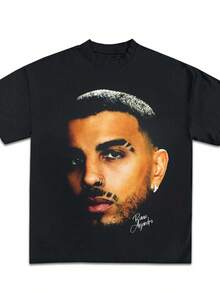 Vintage Style T-Shirt, Rauw T-Shirt, Reggaeton T-Shirt, Rauw T-Shirt, Women's Shirts, Women's Sweatshirts, Sweater, Casual Blouse, Women's Summer Prom Dresses - 黑色 - 查看 1