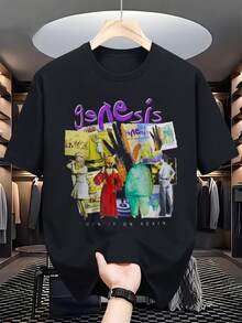 Unisex T-Shirt Featuring The Genesis Rock Band's "Turn It On Again" Logo Print. Soft And Versatile, This All-Season Casual Essential Is Perfect For Any Time Of Year. An Affordable Everyday Wearer, It Makes A Great Gift For Fans And Friends. With Its Crisp, Streamlined Cut, This Garment Creates A Clean And Vibrant Look. Its Relaxed Yet Flattering Silhouette Suits All Body Types, Offering A Style That's Both Casual And Sophisticated. - 黑色 - 查看 1