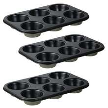 Set Of 3 Muffin Tins, Each 26.5x18.5x3 Cm, Carbon Steel, Non-Stick, For Muffins And Pastries, EXPERT San Ignacio - View 1
