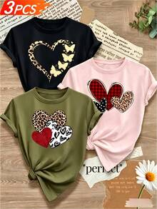 Women's T-Shirts, Women's T-Shirts, [New Model 2026] 1 Piece Of Women's Summer T-Shirt With Round Neck And Print, Modern Design, Short Sleeves, Soft And Breathable Material, Comfortable Fit, Suitable For Home/Outdoors/Office, Perfect Gift For Mother's Day/Birthday, Streetwear. - 1件白色隨機圖案 - 查看 6