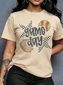 1 Baseball And Softball Game Day T-Shirt, Retro Sports T-Shirt, Unisex Game Day T-Shirt, Baseball And Softball Graphic Top, Cute Softball Game Day T-Shirt, Women's Spring Summer Holiday Outfits, 180g 100% Cotton. - 白色 - 查看 11