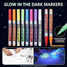8 colores de marcadores que brillan en la oscuridad, bolígrafo luminoso, absorbe la luz, brilla automáticamente en la oscuridad - reutilizable - Multicolor - Ver 3