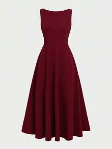 Elegante vestido maxi romántico francés con espalda descubierta, cintura ceñida y diseño calado, encantador y sexy, adecuado para Navidad, fiestas de vacaciones, citas en verano de color negro - Burdeos - Ver 8