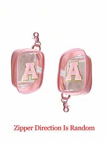 Portable Mini Transparent Zipper Storage Bag, Towel Letter Embroidery Pouch, Multi-Functional Compact Organizer With Keychain, Earphone Charger Data Cable Storage Box, Transparent Travel Accessory For Small Items, Suitable For Jewelry Bracelet USB Data Cable Storage, Ideal For Women Girls Daily Commute, Travel, Back To School, Gift - Multicolor - View 6