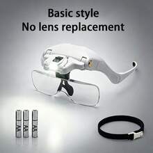 Head-Mounted Magnifier With LED Illumination, 5 Interchangeable Lenses 1.0X To 3.5X, Adjustable Headband, Hands Free Magnifying Glasses With 3 AA Batteries For Reading, Jewelry Making, Electronics Repair, Model Building, Craft Hobby - View 9