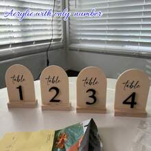 1PC Wedding Table Number Plates | DIY | Price Cutting Decoration | Gold Mirror Acrylic, Adhesive-Backed Acrylic | Available In Gold, Silver, Black, And White For Table Number Plate Decoration, Gold Acrylic Lettering, Wedding Decorations, Personalized Commercial Signage - 7cm Adhesive Backing - View 9