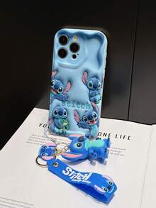 Disney Lilo And Stitch Phone Case : 3D Fluffy Pattern Border Protector Phone Soft Phone Case With A Free Cute Stitch Bracelet Chain Lanyard, Stitch, Lilo, Angel, For Apple 17 Promax 17 Pro 16 15 14 13 12 11 Pro Max XS Max X XR Soft Cover Summer Phone Case - trắng - Xem 5