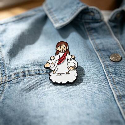 Jesus And Sheep Enamel Brooch Pins Fashion Decorative Brooches Ornaments Lapel Bag Badges Jewelry Gifts
