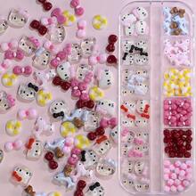 12Grids Sanrio Hello Kitty Charms For Jewelry Making, Cute Sparkle Pink Bow Jewelry Making Supplies,3D Kawaii Cat Bowknot Jewelry DIY Decoration - Charms - View 10