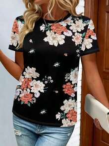 Camiseta de punto ajustada de manga corta para mujer - Multicolor 2 - Ver 4