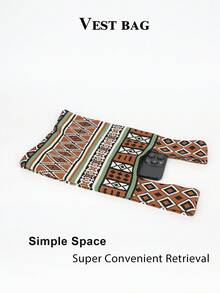 Mini Lightweight Foldable Cute Blue Resin Hollow Breathable Contrast Color Knitted Handbag Wristlet, Suitable For Vacation, Photo Shooting, Student Use - Khaki - View 5