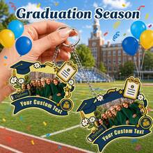 2D Customized Graduation Group Photo Keychain - Acrylic Photo Pendant, Can Personalize With Name And Text, Class Commemorative Gift - Multicolor - View 3