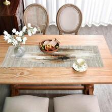 1pc Beige Wavy Geometric Table Runner, Modern Centered All-Season Table Runner, European Abstract Style, Printed Polyester Table Runner, Linear Printed Structure, Home Decor, Suitable For Holiday Decoration, Daily Coffee Table And Living Room Accents - Beige - View 6