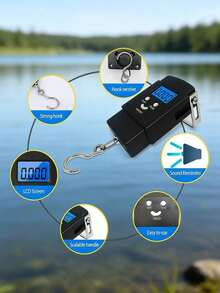 GOTURE 1pc Fishing Scale 110lb/50kg With Backlit LCD Screen Portable Electronic Balance Digital Fish Hook Hanging Scale(A/B Two Styles) - Black - View 5