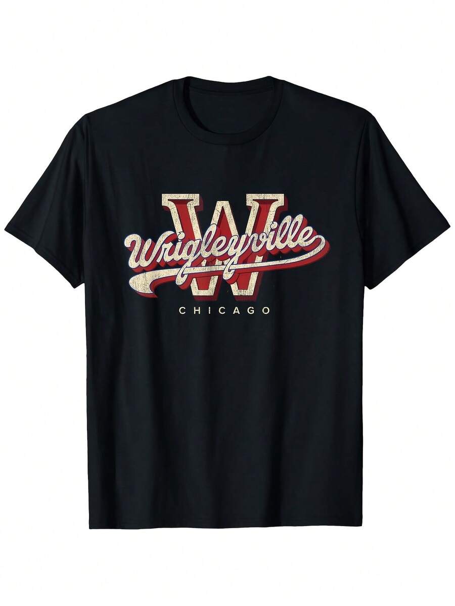 Wrigleyville Chicago T-Shirt For Men And Women, Soft, Essential For Casual Street Wear In All Seasons, Versatile Style For Everyday Wear, Affordable And Perfect Gift For Fans And Friends. With A Crisp, Streamlined Cut, This Garment Creates A Clean And Dynamic Look. Its Relaxed Yet Flattering Silhouette Suits All Body Types, Offering A Style That Is Both Casual And With A Touch Of Elegance. - 黑色 - 查看 1