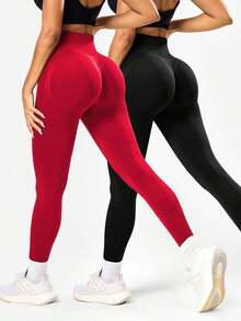 sin costuras de cintura alta de unicolor para uso diario, fitness y yoga para mujeres - Multicolor 6 - Ver 6